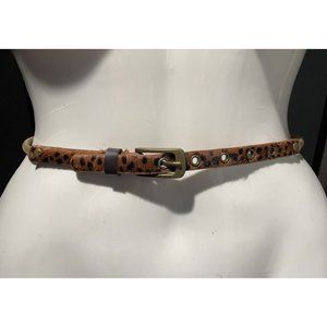 Leopard Pony Hair Leather & Gold Mesh Buckle Womans Vintage Belt Sold As-Is